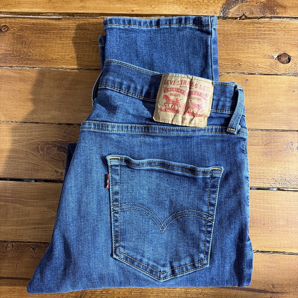 Levis 511 Slim Fit Jeans Mens 34x32 Blue Denim‎ Distressed Stretch 04511-2306